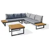 Image de Salon de jardin 5 places bois d'acacia et aluminium gris anthracite MIYAKO