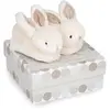 Image de Doudou et Compagnie - Coffret Chaussons avec Hochet Taupe - Lapin Bonbon - De 0 Ã  6 Mois - Doux Et Chaud - Idée Cadeau Naissance Fille Et Garçon - DC1310