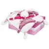 Image de Doudou et Compagnie - Doudou Plat - Lapin Cerise Rose et Blanc - Boite Cadeau - 17 Cm - Idée Cadeau de Naissance Fille - Garantie Doudou Perdu - DC2703