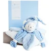 Image de Doudou et Compagnie - Doudou Plat Ours Collector - Bleu - 24 cm - 3 Couleurs au Choix - Ourson avec Bonnet de Nuit - Avec Boite pour Cadeau Naissance Fille - Garantie Doudou Perdu - DC2921