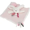 Image de DOUDOU ET COMPAGNIE - Doudou Carré Lapin - 25 cm - Collection Happy Blush - Rose - Pompon Rubans Tissés Touche de Lange - Idée Cadeau Naissance Filles Garçons - Peluche Éveil de l'Enfant - DC3744
