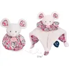 Image de Doudou et Compagnie - Balle d'Éveil et Doudou Cocon - 25 cm - Collection Souris Boule 3 en 1 Les Petits Futés - Blanc et Fleurs - Idée Cadeau Naissance Filles Garçons - Peluche Enfant - DC3932