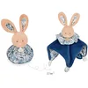 Image de Doudou et Compagnie - Peluche Boule Lapin - 3 en 1 : 1 Doudou,1 Peluche, 1 Boule d'Eveil - 25 cm - Bleu/Blanc - Doux pour Les Câlins - Idée Cadeau Naissance - Garantie Doudou Perdu - DC3936 (Lot de 2)