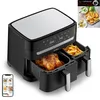 Image de Moulinex air fryer deux compartiments + livre de 20 recettes, Capacité XXL 8,3L, Jusqu'à 8 personnes, 7 Programmes automatiques, Ecran tactile digital, Dual essential inox, YY5545FB