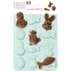 Image de ScrapCooking - Moule Silicone Chocolats de Pâques - 12 Formes Animaux de Pâques : Lapin, Poule, Poisson pour Chocolats & Gâteaux - Ustensile Pâtisserie - Fritures - Vert d’Eau - 6726