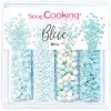 Image de ScrapCooking - Décors Sucrés « Blue Mix » 64g - Assortiment 4 Variétés : Confettis, Mini Billes, Perles, Étoiles - Décorations Pâtisserie, Desserts, Gâteaux, Cupcakes, Anniversaires - 7510