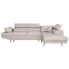 Image de LOUNGITUDE - Canapé d'angle Convertible 5 Places avec Coffre de Rangement - Tissu - Beige - Droit