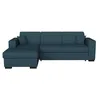 Image de LOUNGITUDE - Fuji - Canapé d'angle - Convertible - 4 Places - Coffre - en Tissu - Bleu pétrole - Angle Droit - L262cm