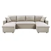 Image de LOUNGITUDE - Canapé panoramique Convertible avec 2 coffres - Tissu - Beige
