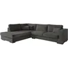 Image de LOUNGITUDE - BELAMI - Canapé d'angle - 4 Places - Confort Moelleux - en Tissu - Gris foncé - Angle Gauche - L303cm