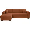 Image de LOUNGITUDE - Fuji - Canapé d'angle - Convertible - 4 Places - Coffre - en Velours cotelé - L262cm - Gauche - Terracotta