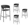Image de LOUNGITUDE - Bold - Tabouret de Bar - Lot de 4 - en Velours cotelé Gris foncé Pieds méta
