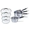 Image de Lot 4 casseroles inox Rapid Cook 14, 16, 18 et 20 cm et 4 couvercles en verre Mathon