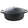 Image de Grande cocotte légère ovale en fonte d'aluminium 32 cm 6,5 L coloris noir Mathon