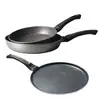 Image de Lot 2 poêles 24 et 28 cm et 1 crêpière 26 cm revêtement Dur comme la pierre Mathon