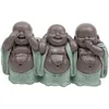 Image de Statuette 3 Bonzes Sagesse - Décoration Zen et Feng Shui - pour Créer Une Ambiance Relaxante et Spirituelle - Idée Cadeau Porte-Bonheur - Largeur : 15,5cm - Couleur : Vert et Marron - Zen’Light