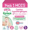 Image de Love & Green - Couches Bébé Saines et Ecologiques - Taille 4+ (9-20 kg) - Pack 1 Mois (168 Couches) - Absorbante, anti-fuites et sans ingrédients indésirables