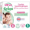 Image de Love & Green - Couches Bébé Saines et Ecologiques - Taille 6 (15+ kg) - 34 couches - Absorbante, anti-fuites et sans ingrédients indésirables