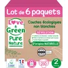 Image de Love & Green Pure Nature Pack de 210 Couches écologiques non blanchies T2 x 35 (3-6 kg)