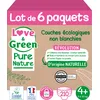 Image de Love & Green Pure Nature Pack de 210 Couches écologiques non blanchies T4+ x 35 (9-20 kg)
