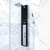 Image de Colonne de Douche à Hydromassage 22x125cm - Verre Trempé avec plaque Inox - ALPHA BLACK