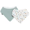 Image de DOMIVA - LOT X2 BAVOIRS BANDANA MOUSSELINE TU CELADON IMPRIME AU FIL DE L'EAU EN GAZE DE COTON