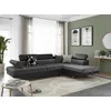 Image de LOUNGITUDE - RIO - Canapé d'angle Gauche- Convertible - 5 Places - Coffre - Têtières - Simili/Microfibre - Gris/Noir - L271cm