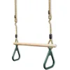 Image de Leogreen - Trapèze en Bois avec Anneaux de Gymnastique, Barre de Traction pour Fitness en Extérieur, Vert