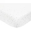 Image de Trois Kilos Sept - Drap Housse Bébé - 100% Coton Jersey Extensible - Doux & Confortable - Bords Elastiqués - Label Oeko-TEX® Standard 100 - Blanc - Motifs Etoiles Grises - 60x120 cm - Lot de 1