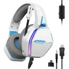 Image de Oniverse Casque Gaming PS5 PS4 Switch 2 Xbox PC Mac avec Micro réglable, LED, Haut-parleurs 50mm, Coussinets Tissu Respirant - Casque Gamer stéréo Filaire Nebula (Arctic White/Blanc)