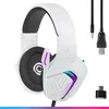 Image de Oniverse Casque Gaming Filaire avec Micro réglable, Compatible PS5 PS4 Switch 2 Xbox PC Mac, Casque Gamer à LED, Haut-parleurs 50mm Confortables et Respirants, Filaire Jack - Meteor (Frost White)