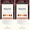 Image de Phyto Paris   Coloration Permanente 6.66 Châtain Rouge Cerise Intense   Couleur Vibrante, Intense et Lumineuse   Couvre les Cheveux Blancs   Enrichie en Pigments Végétaux   Kit Complet Usage Unique