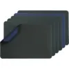 Image de BJÖRN Lot de 6 sets de table rectangulaires réversibles en cuir recyclé - Bleu nuit et gris anthracite