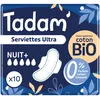 Image de TADAM’ - Serviettes Hygiéniques Dermo-Sensitives - Protections Hygiéniques Femme Ultra Fines avec Ailettes - Flux Normal - Extra Absorbantes - A base de Coton Bio - Confort Nocturne
