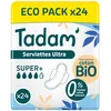 Image de TADAM’ - Serviettes Hygiéniques Dermo-Sensitives - Protections Hygiéniques Femme Ultra Fines avec Ailettes - Flux Super - Extra Absorbantes - A base de Coton Bio - Confort Jour et Nuit - Ecopack