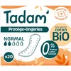 Image de TADAM' - 20 Protège-Slips Discrets Pliés NORMAL Non-Irritant pour Peaux Sensibles - Pochette individuelle - Protection Hygiénique avec Voile 100% Coton Bio