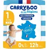 Image de CARRYBOO - Couches Taille 1 (2-5kg) - Saines et Ultra Absorbantes - 12h Anti Fuites - Sans substances indésirables - Fabriquées en France - Pack naissance de 24 couches (Lot de 3)