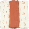 Image de Trois Kilos Sept - Lot de 3 Langes bébé - Carrés de Mousseline Coton 70x70cm - Multi-usages: Couverture, Doudou, Bavoir - Motif Oie - Terracotta