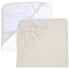 Image de Trois Kilos Sept, Lot 2 Capes de Bain Bébé avec Capuche, Lapin Beige et Blanc, 70x70cm, Éponge Douce et Absorbante, pour Nouveau-né et Nourrisson
