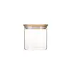 Image de Pot en verre carré couvercle bambou 800ml Pebbly