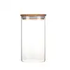 Image de Pot en verre carré couvercle en bambou 1,4L Pebbly