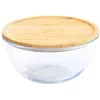 Image de Pebbly Bol à Mixer Rond - avec Couvercle en - 0,77 L, Verre, Ø 15 x 9 cm, 770 ML PKV-011, Naturel