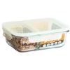 Image de PEBBLY - Boîte Rectangulaire Compartimentée et Étanche en Verre - 950 ML - Conservez, Réchauffez et Transportez Vos Aliments, 100% Hermétique et Compartimentée pour Une Cuisine Organisée