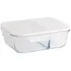 Image de PEBBLY - Boîte Rectangulaire Compartimentée et Étanche en Verre - 1,45 L - Conservez, Réchauffez et Transportez vos Aliments, 100% Hermétique et Compartimentée pour Une Cuisine Organisée