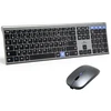 Image de Bluestork Combo Clavier et Souris de Bureau Sans Fil - 2,4 G + Bluetooth, Touches Bleues, Disposition AZERTY, Noir, Rechargeable