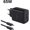 Image de 65W PD charger-With cable-USB-C/USB-A ports - Black