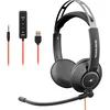 Image de Bluestork MC 401 Casque Micro PC Filaire USB/3,5 mm, Son Stéréo, Microphone Rotatif Antibruit, Ultra Confort, Contrôle du Volume - Casque Professionnel Léger Idéal Télétravail (USB+Jack)