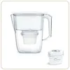 Image de Carafe Filtrante Claire + 3 cartouches LITTLE BALANCE - 8592 - Réduit microplastiques, chlore, calcaire, 2,5 l, Débit ultra ra