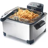 Image de SENYA Family Fryer, Friteuse Électrique 5L avec Huile, Cuve Amovible, 3 Paniers, 2000W, Thermostat Réglable 190°C, Inox, Grande Capacité, Jusqu'à 1kg de Frites, 4 à 6 Personnes
