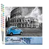 Image de Figured'Art Peinture par Numéro Adulte Colisée Fiat Bleue - Activité Manuelle Kit de Loisir Créatif DIY Numéro d'Art Complet - 40x50cm sans châssis en bois